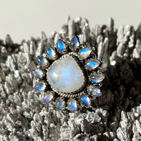 Artisan Jewelry - Sterling Silver Multi-Stone Moonstone Ring